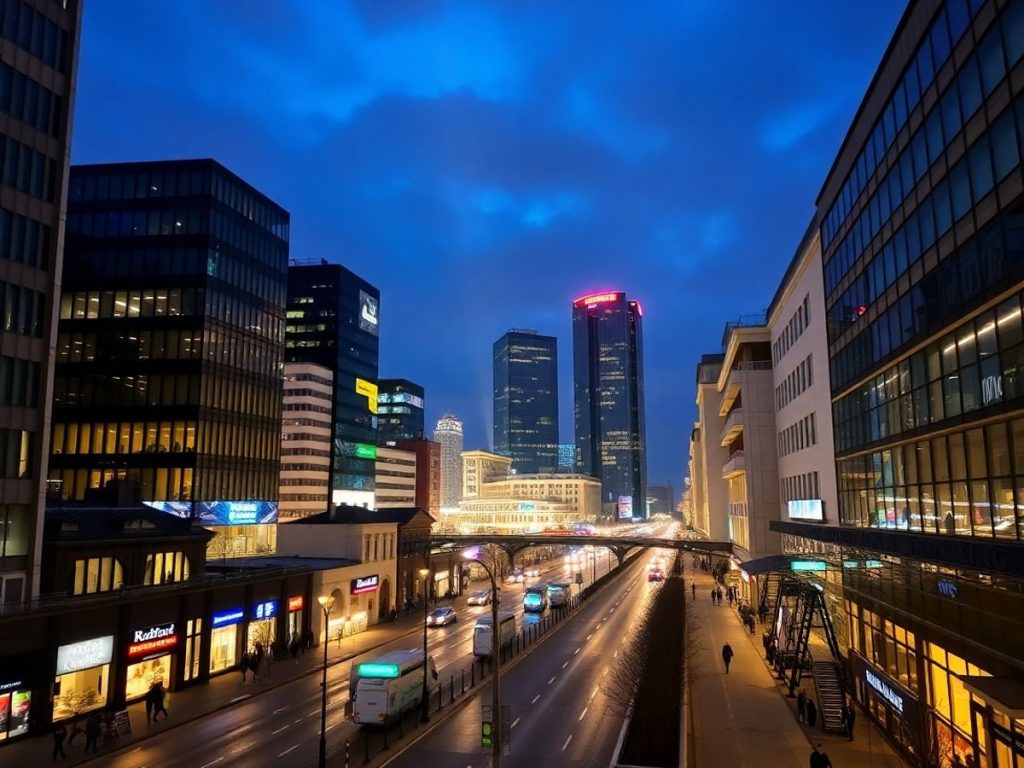 Peisaj urban din România, clădiri de birouri moderne.
